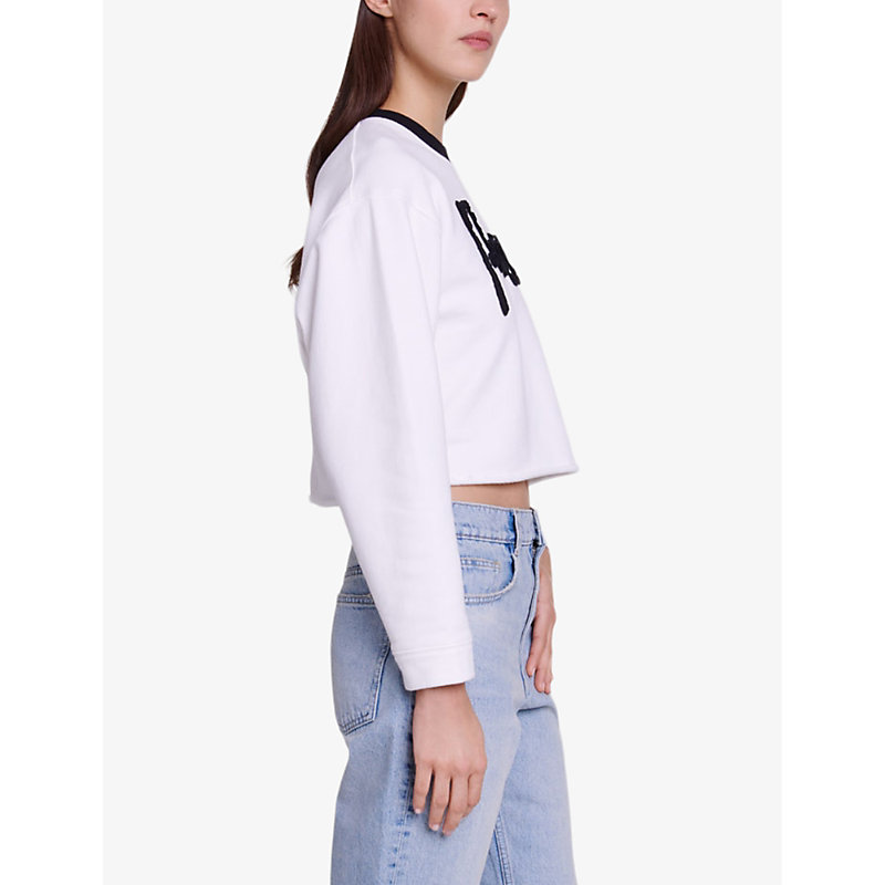 Womens Blanc Paris Text-embroidered Cotton Sweatshirt