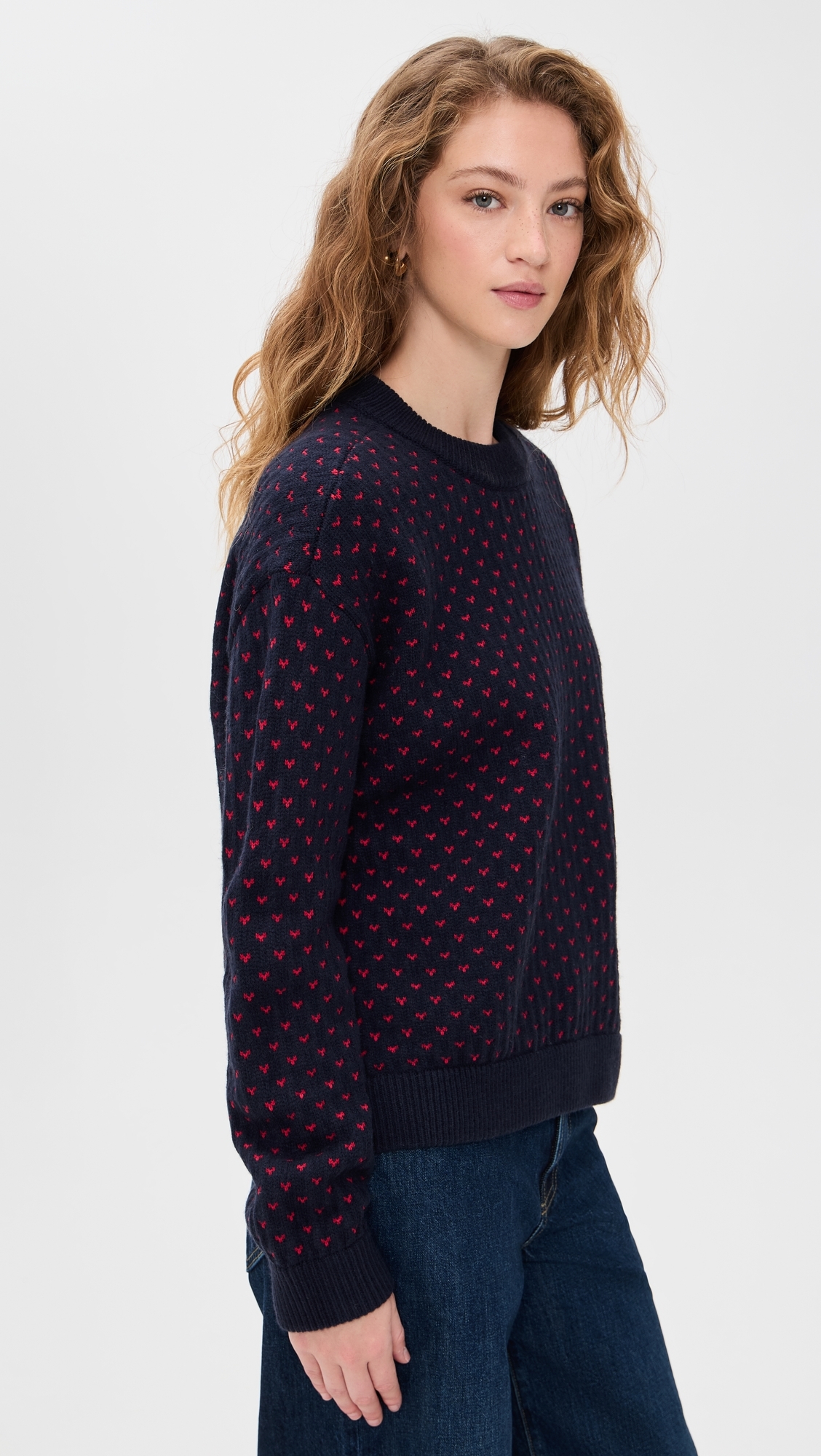 Hanna Sweater Navy Red Hearts