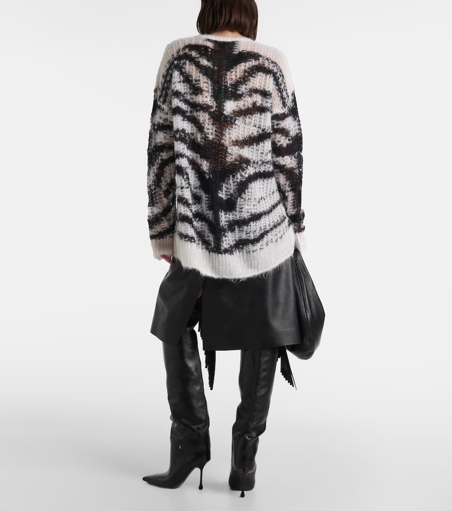 Zebra-print wool-blend sweater