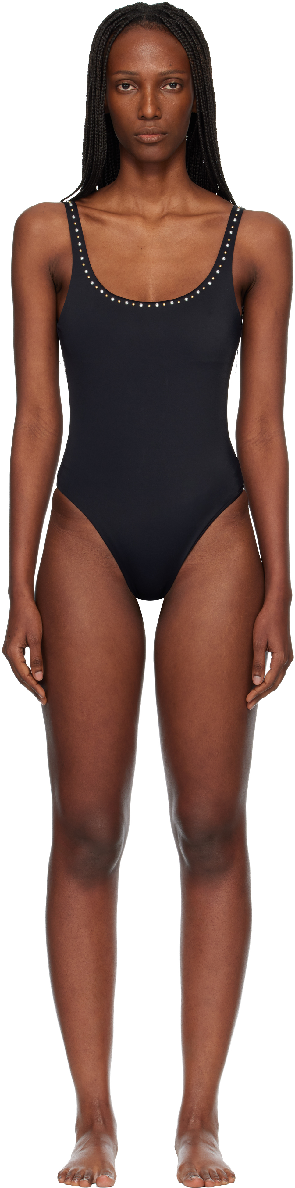 Black Studded Swimsuit