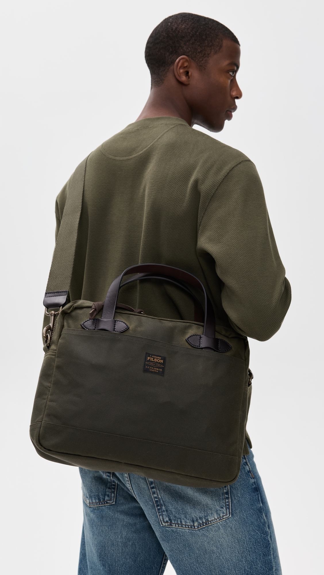 Tin Cloth Compact Briefcase Otter Green One Size