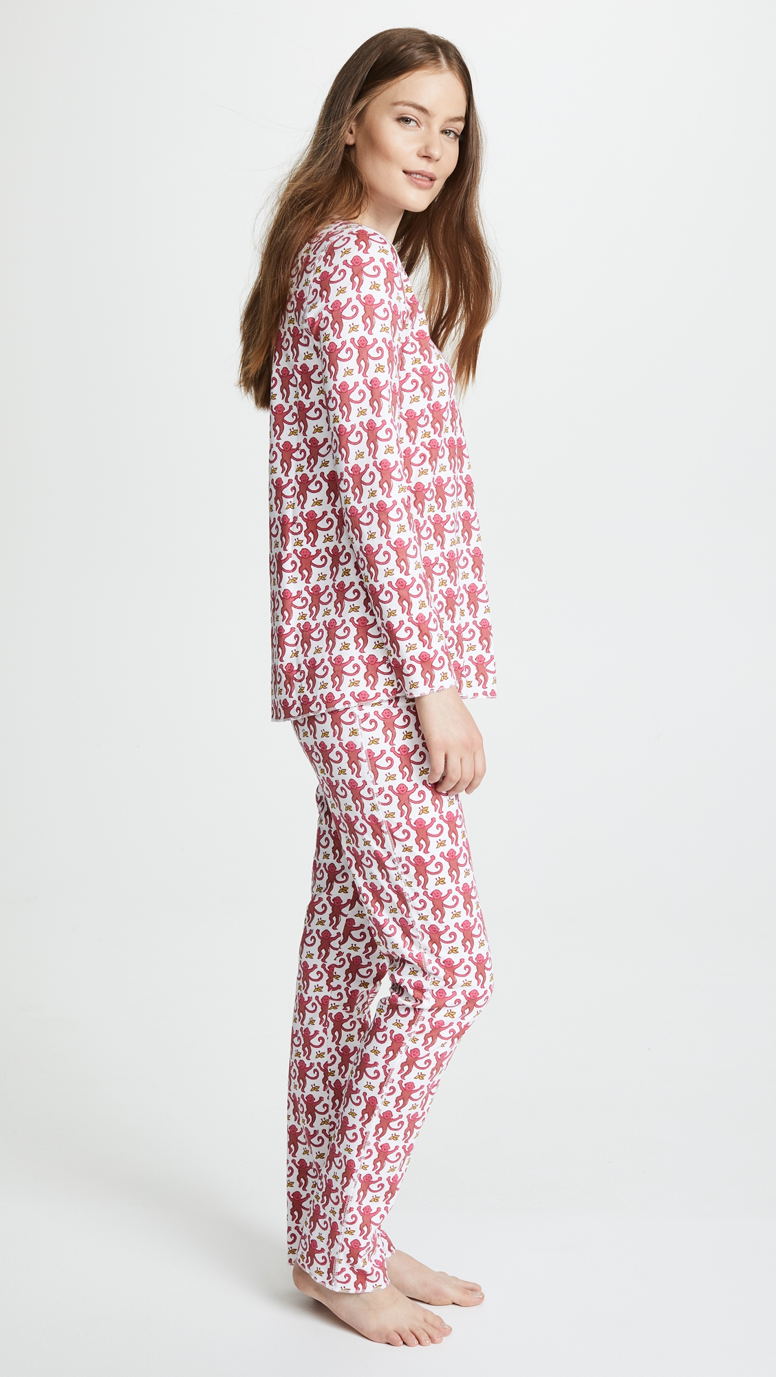 Roller Rabbit Monkey PJ Set Pink