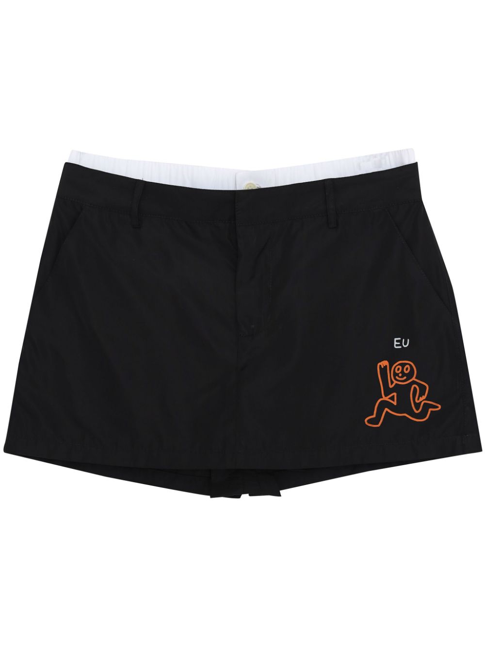 Illustration-style print shorts - Black