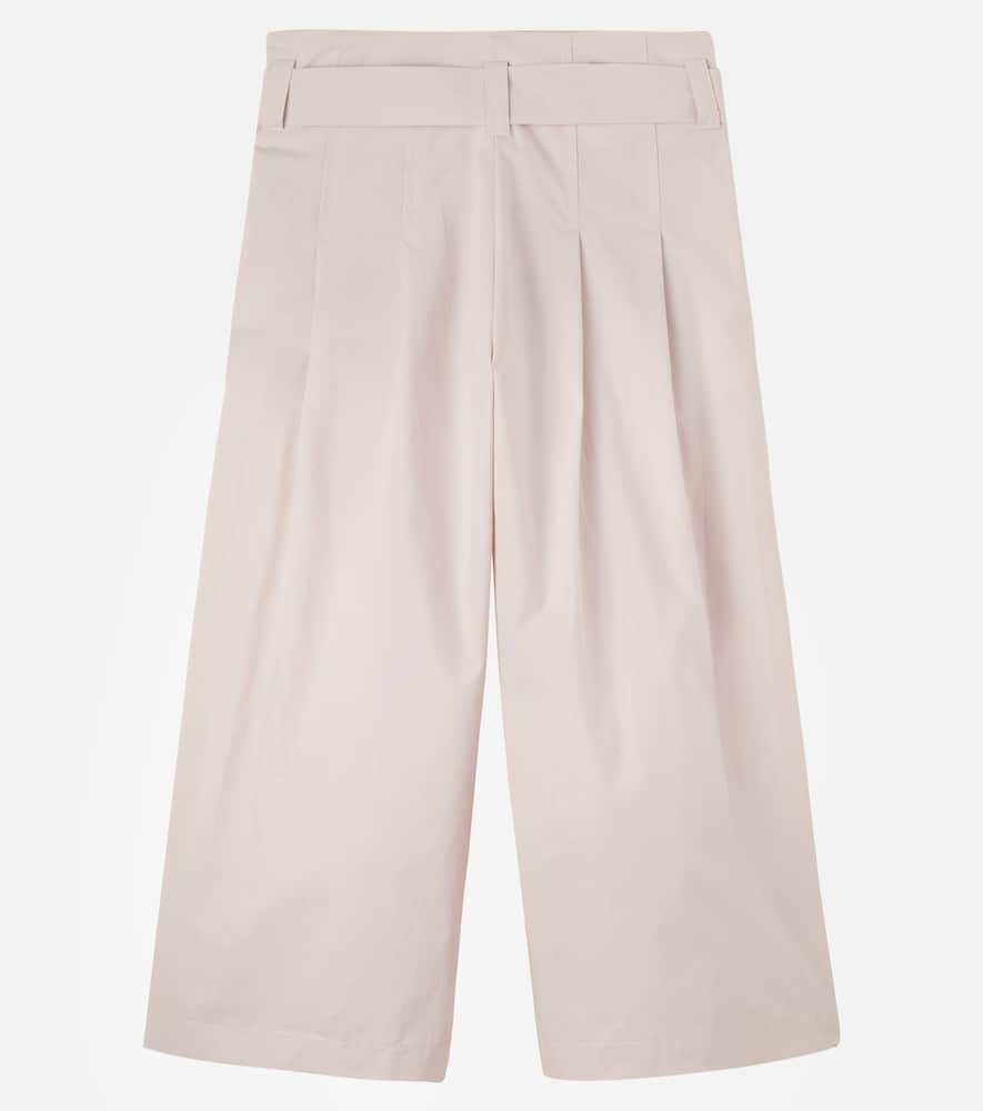 Pleated belted cotton pants