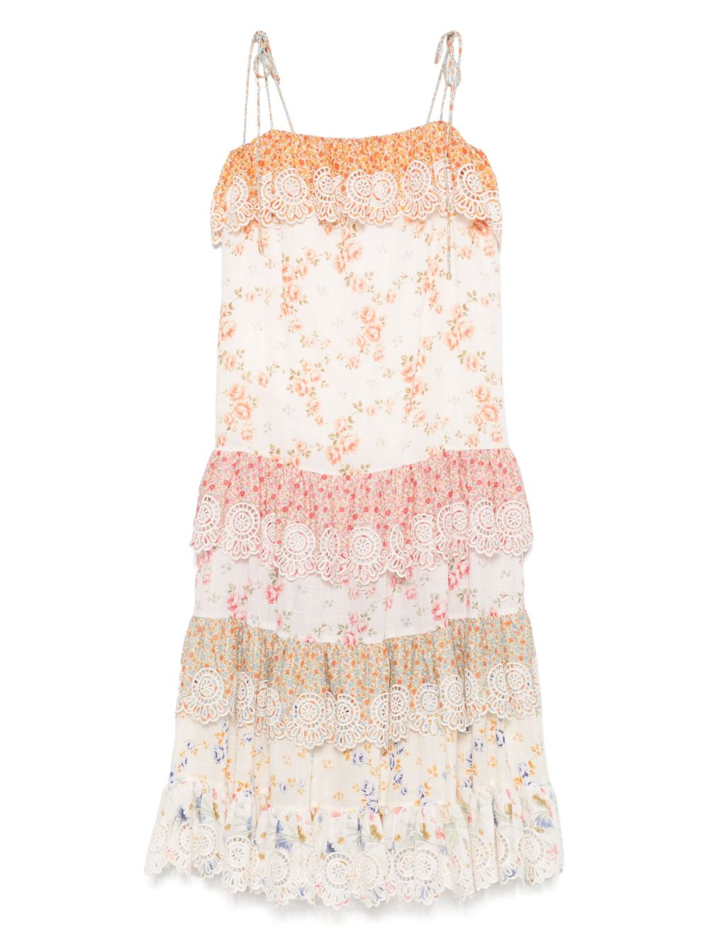 Floral-print midi dress - White