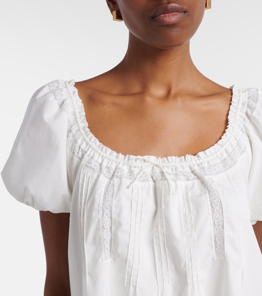 Galle lace-trimmed cotton minidress