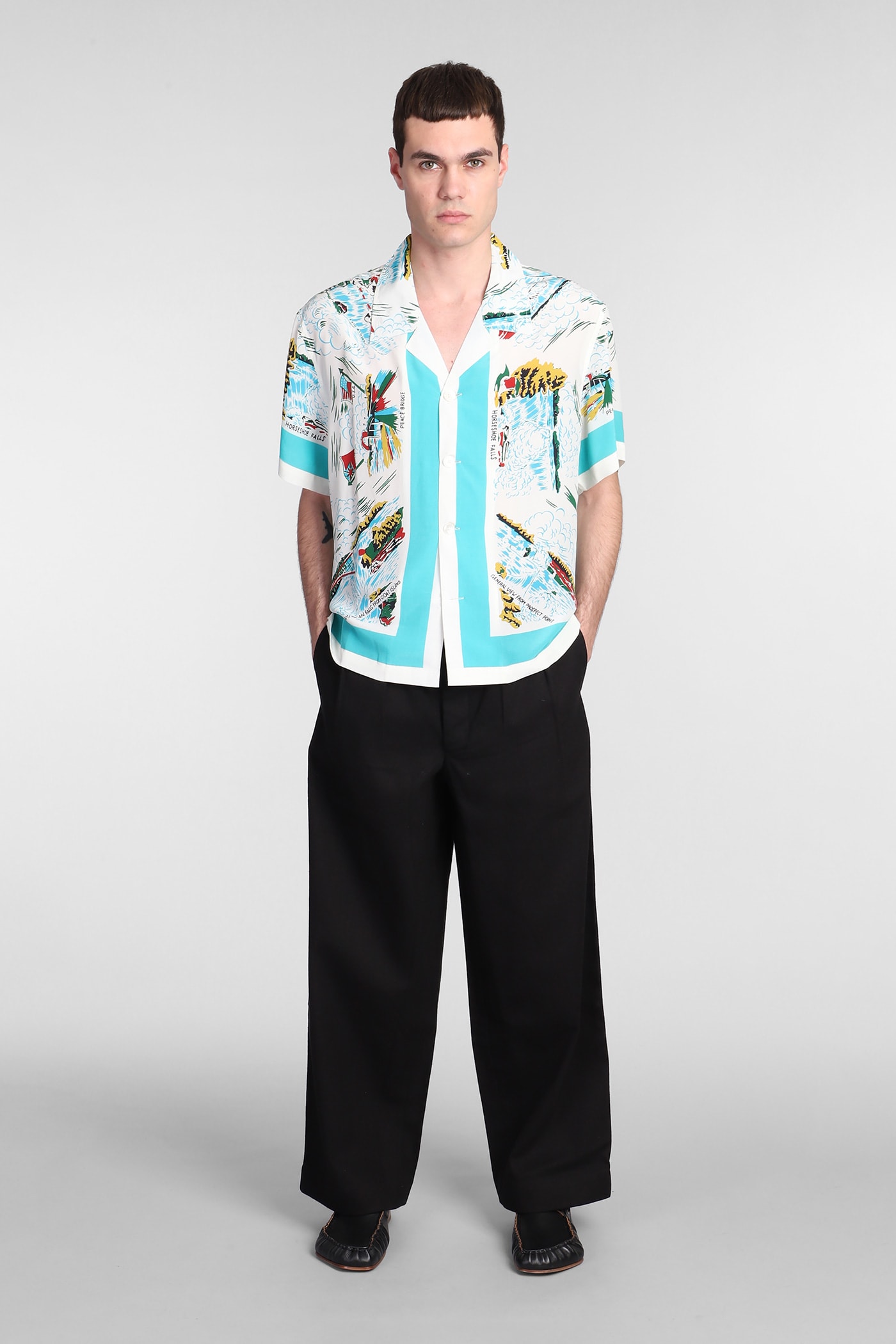 Graphic-print silk shirt - White