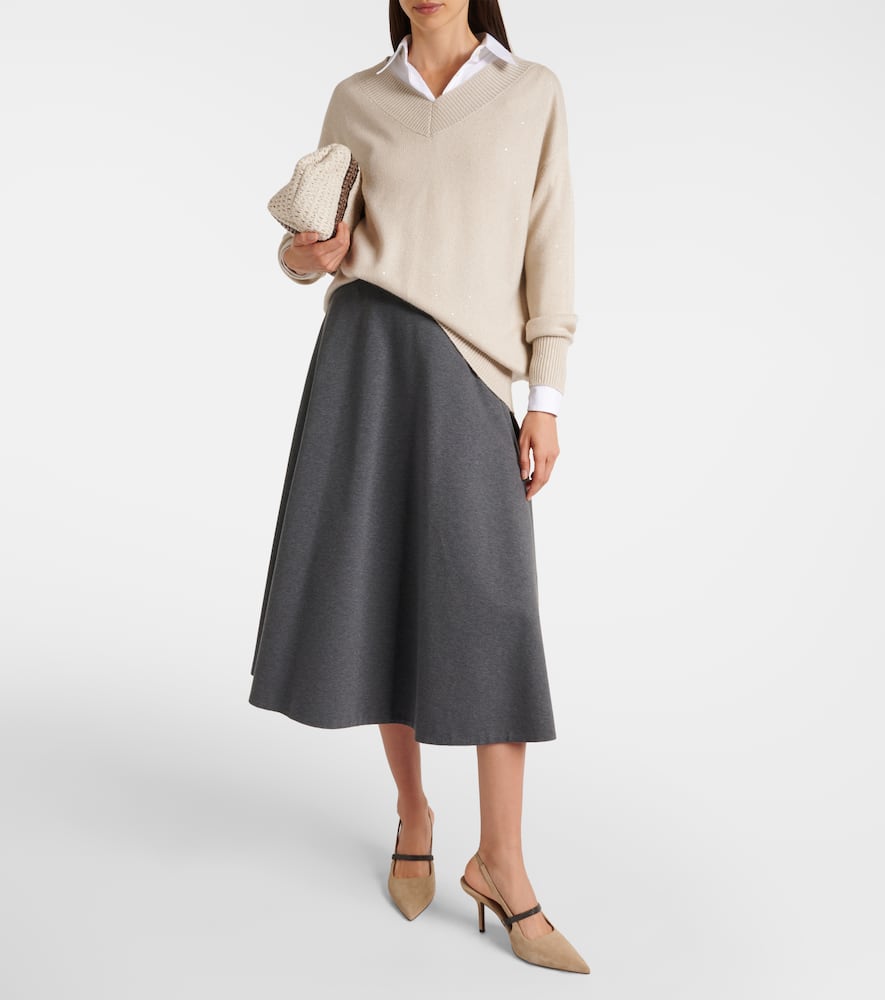 Embellished cashmere and silk sweater