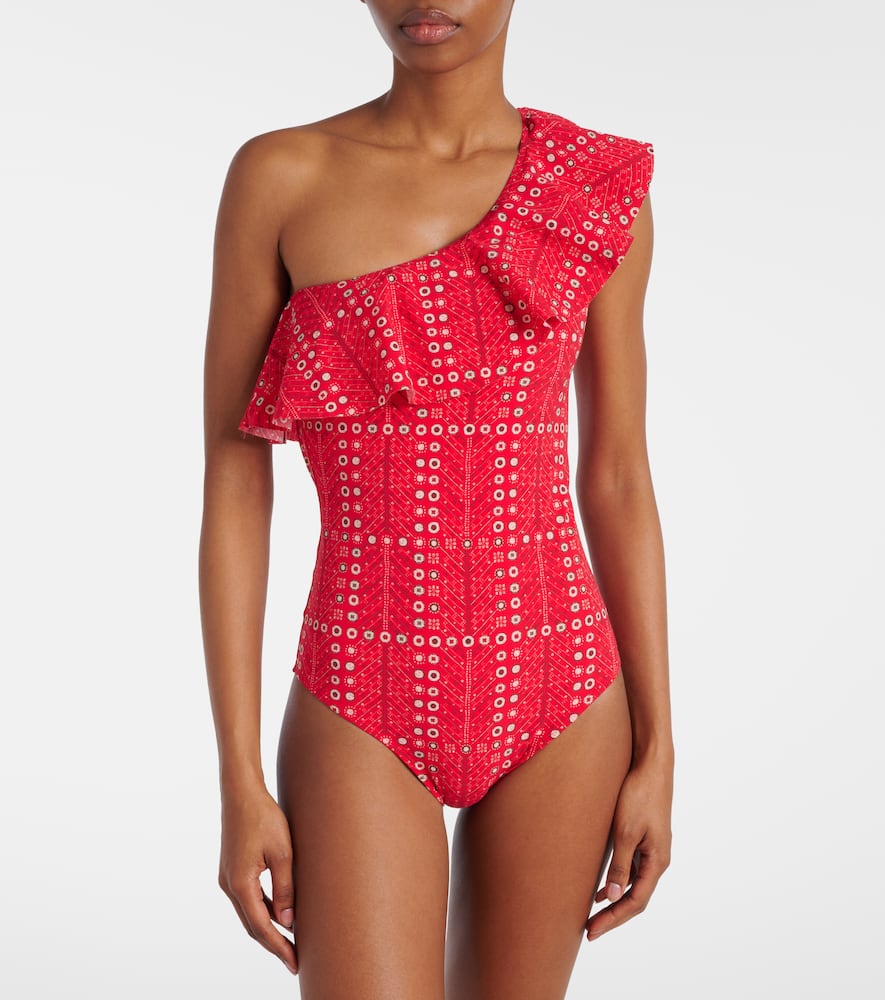 Sicilya ruffled printed swimsuit