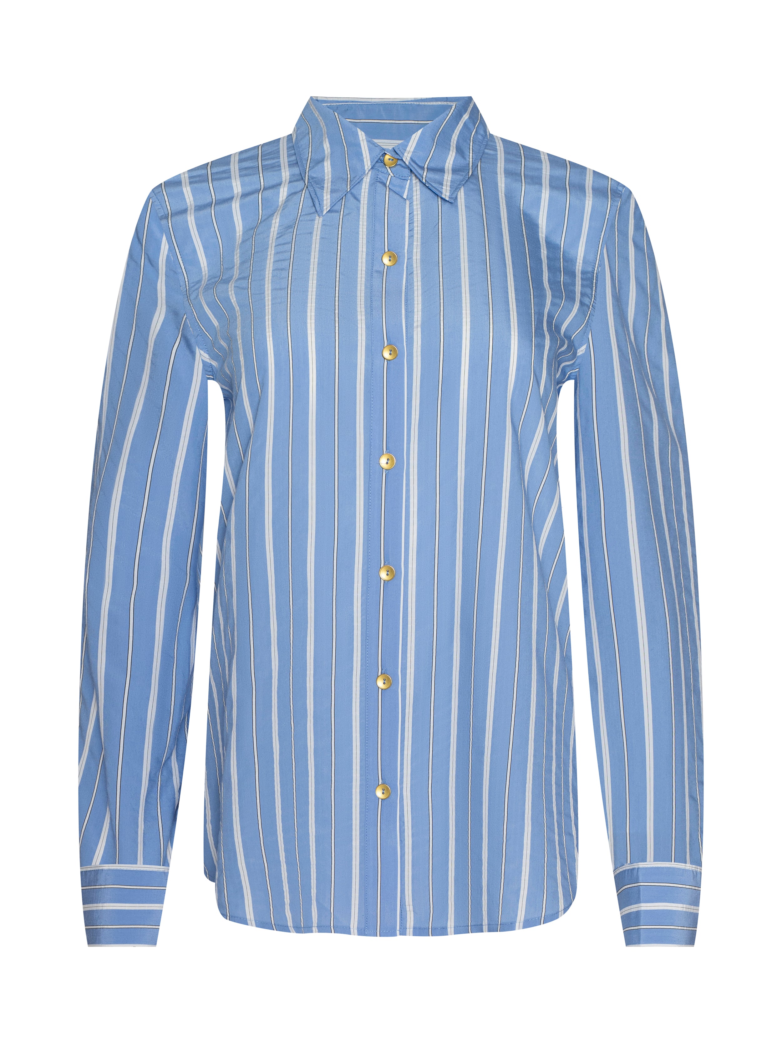 Ellery Poplin Shirt In Allure Blue/white Stripe