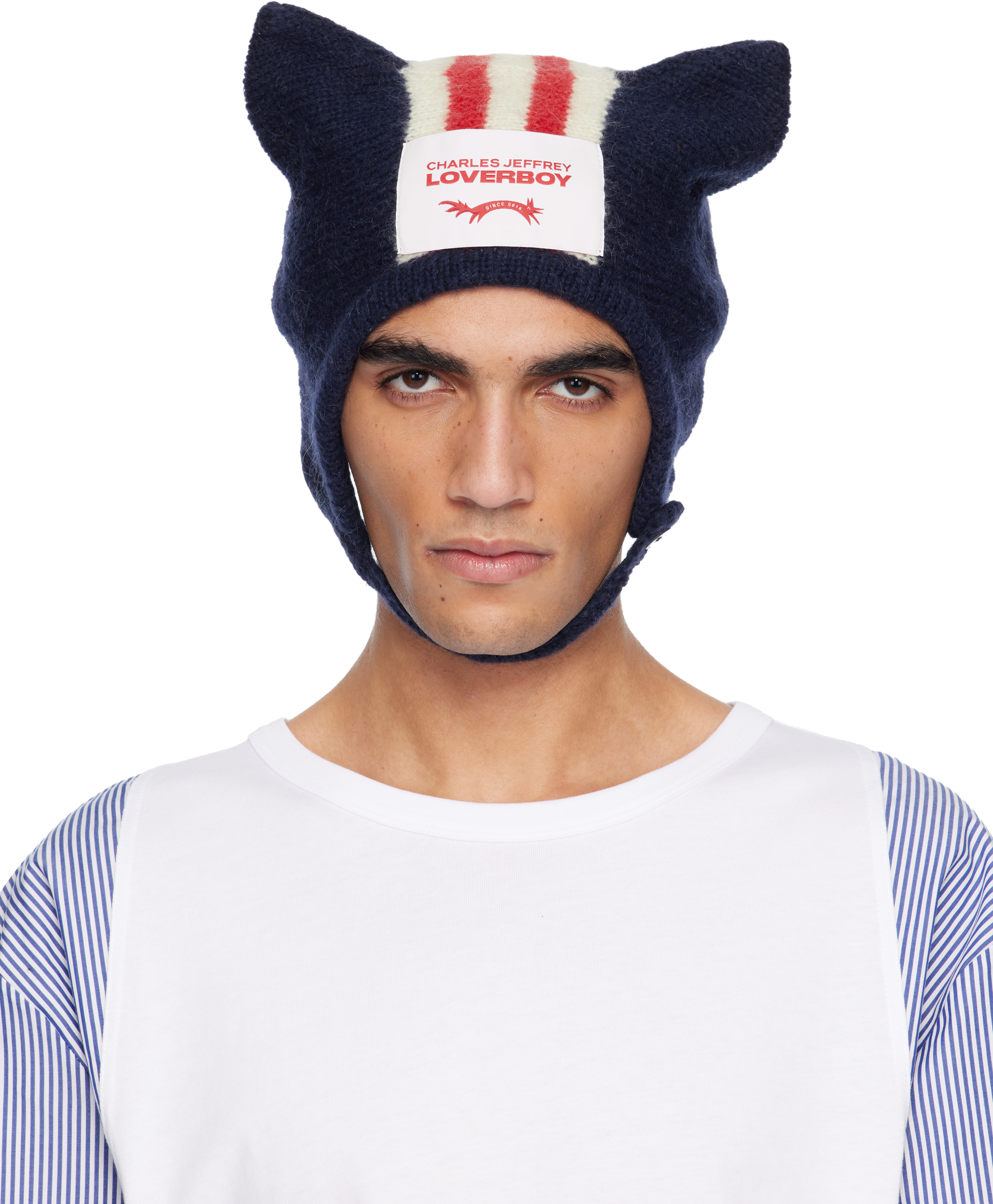 Navy Ears Bonnet Beanie