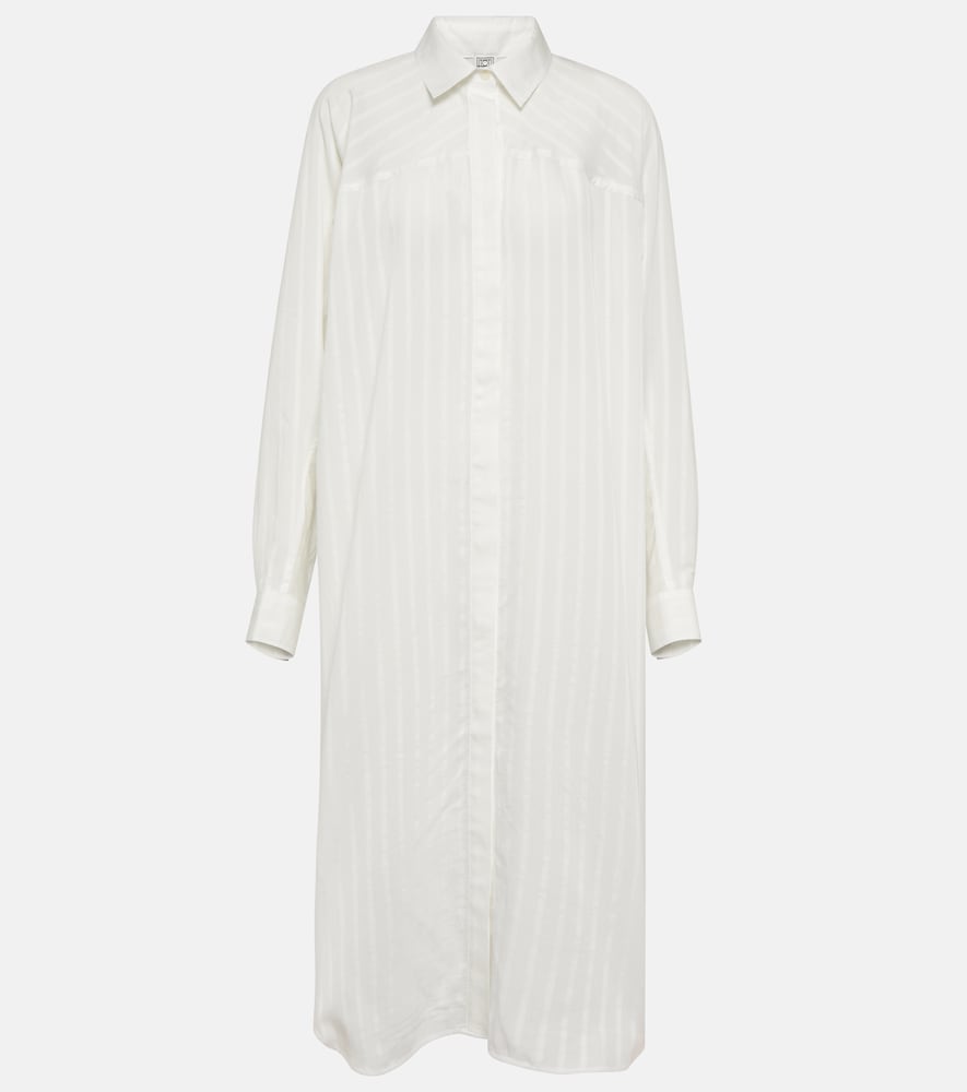Striped jacquard shirt dress