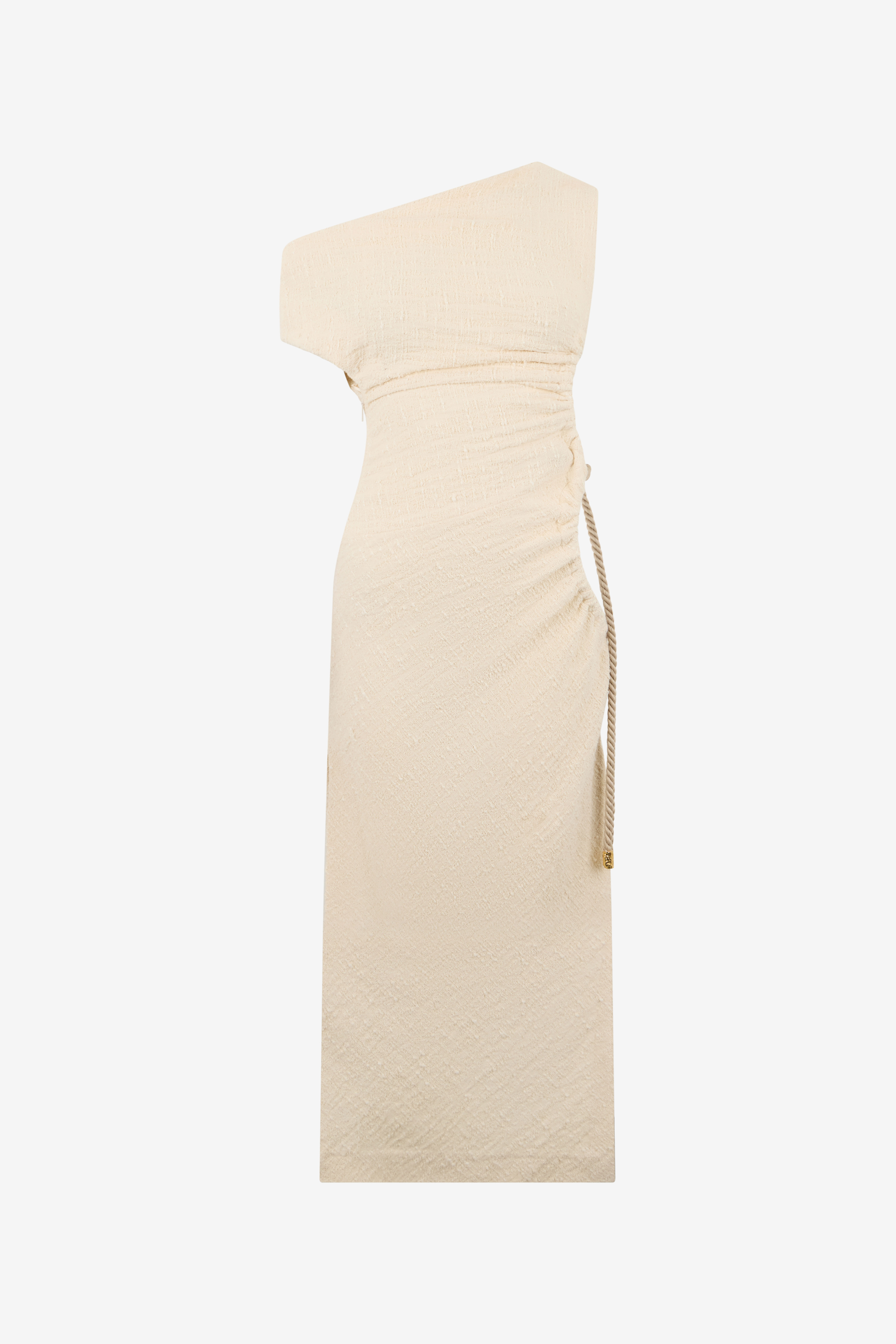 Ivory One-shoulder Midi Dress With Cut-out