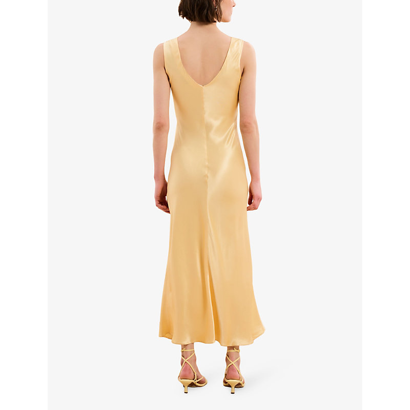 Womens Yellow Iris V-neck Sleeveless Woven Maxi Dress