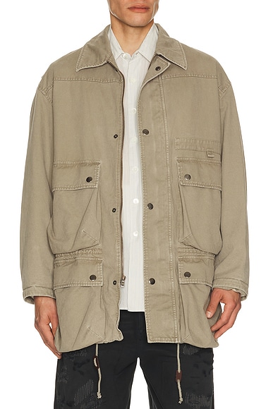 Commission Midtown Fisherman Jacket in Washed Khaki - Green. M also in