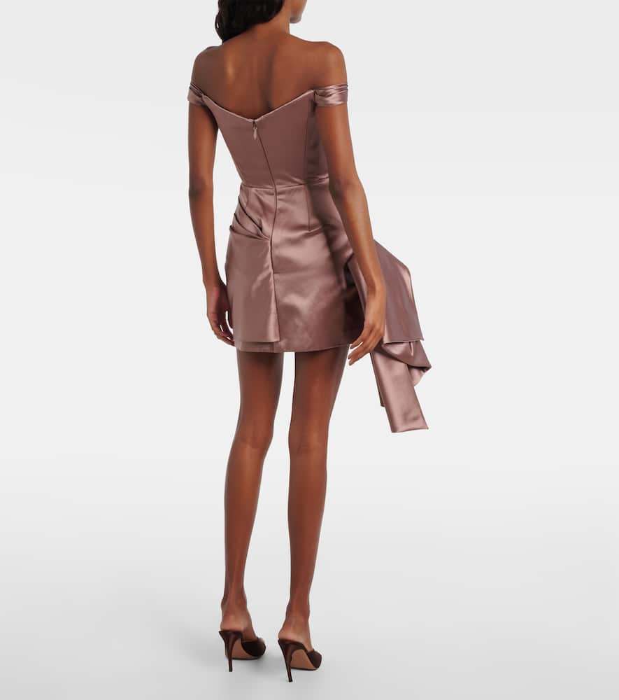 Off-shoulder cotton and silk satin minidress