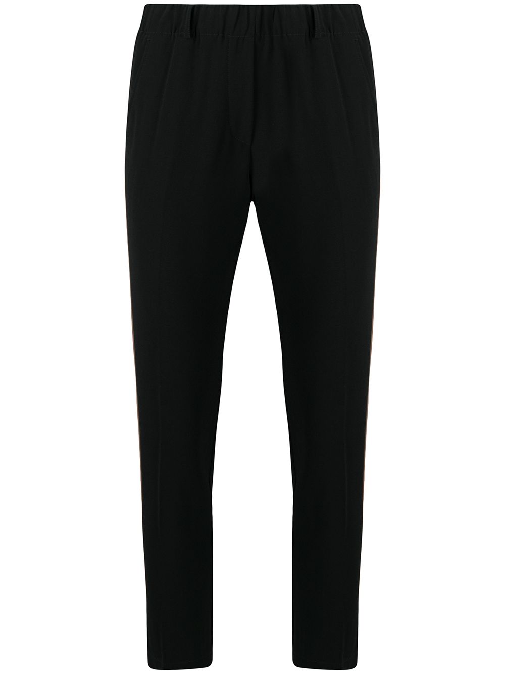 Side-strip slim trousers - Black
