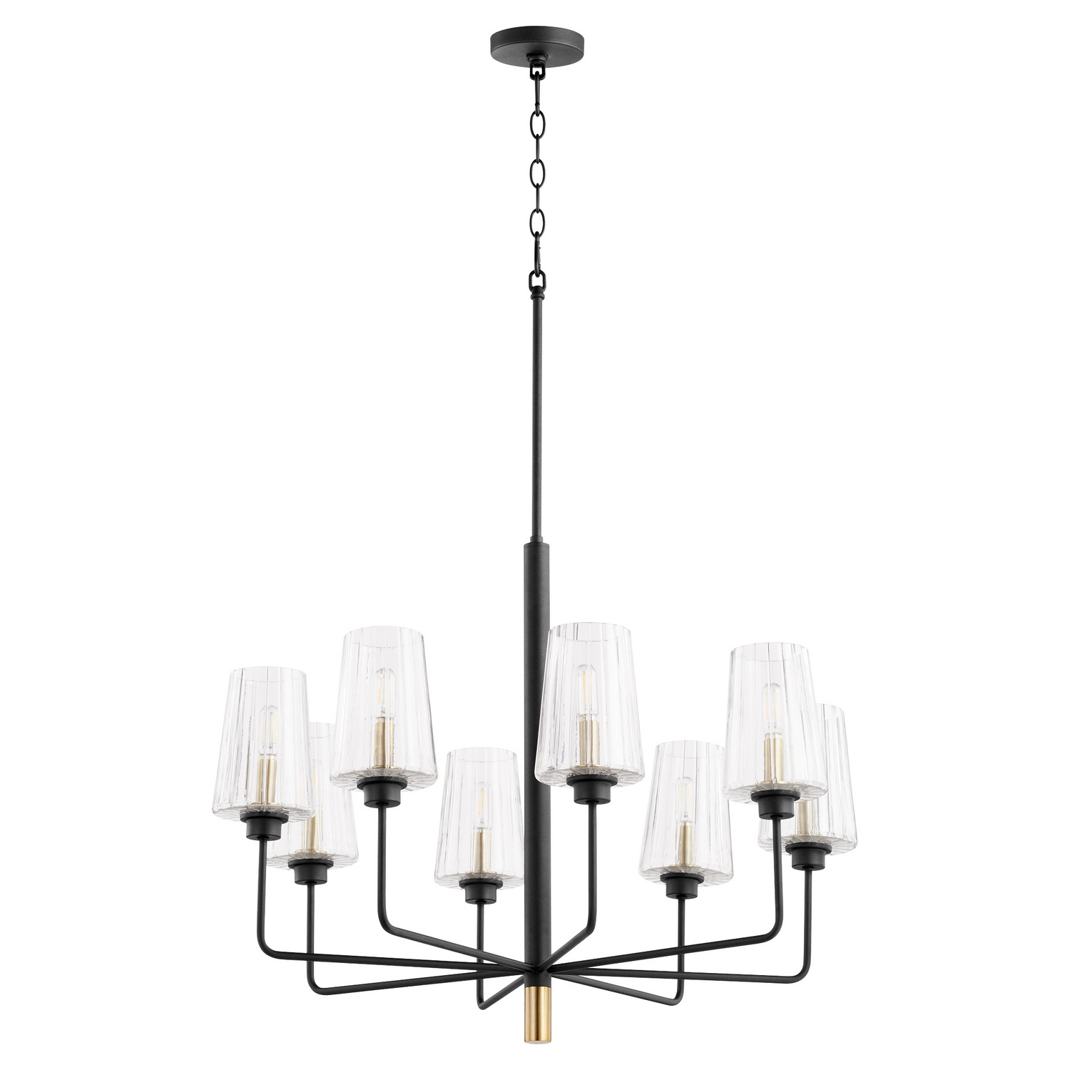 Dalia 8-Light Chandelier in Textured Black w with Aged Bra