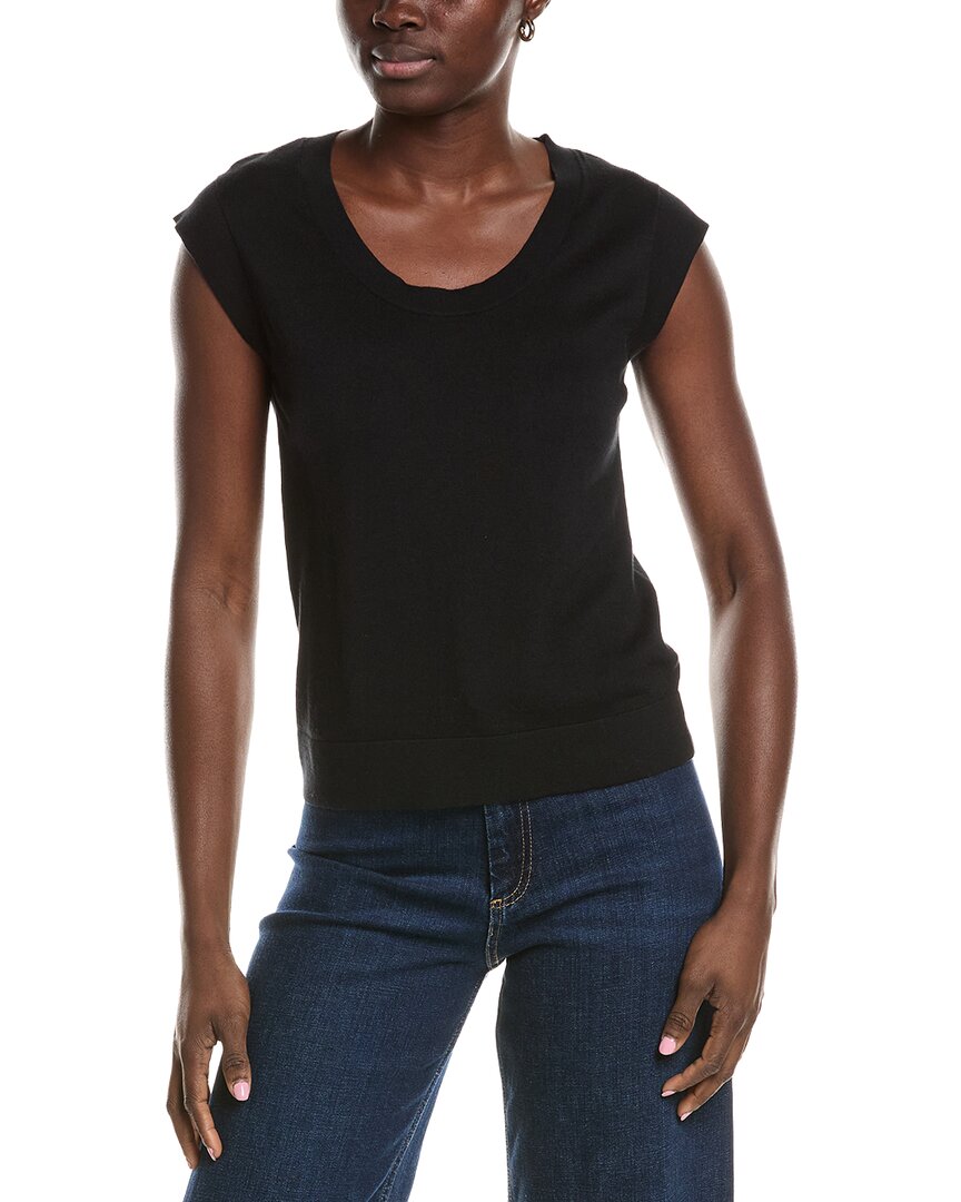 Knit Cap Sleeve Cashmere-Blend Top