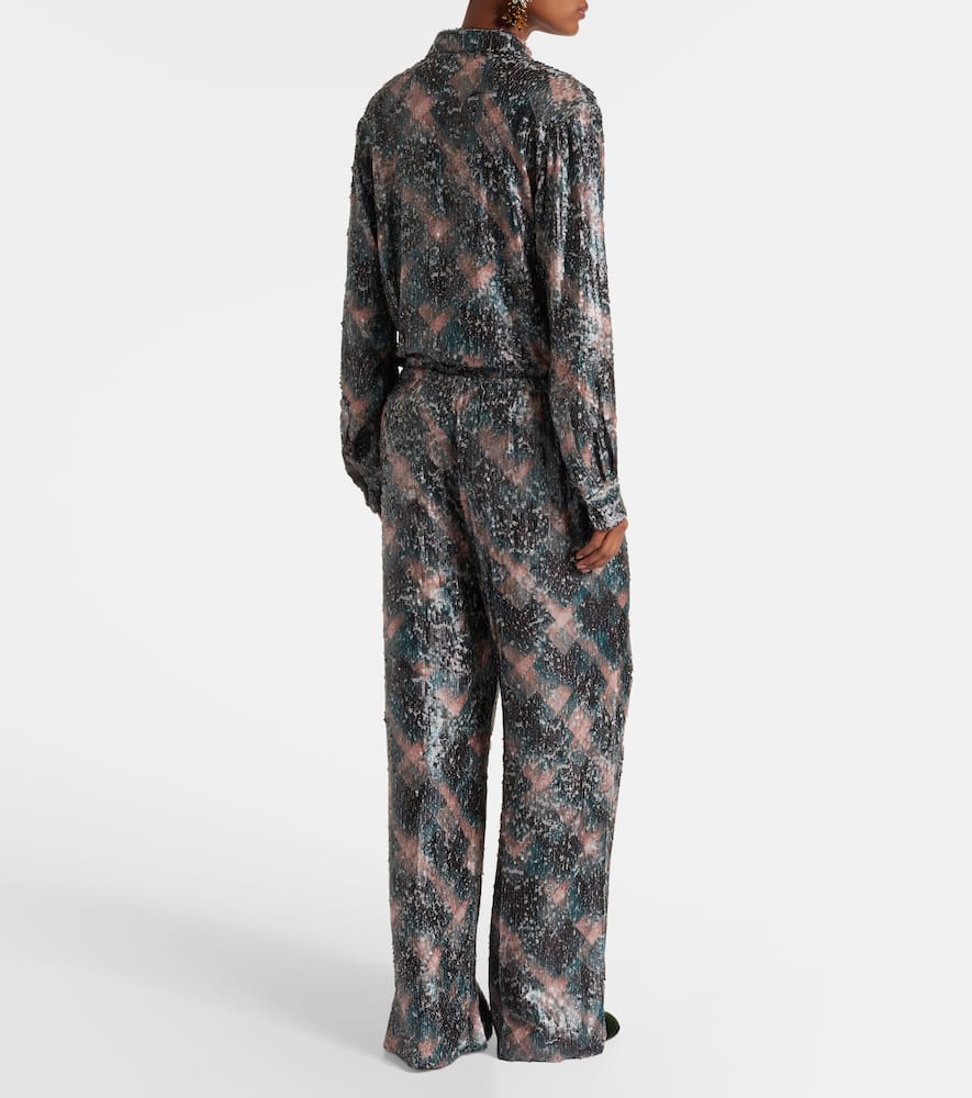 Checked sequined palazzo pants