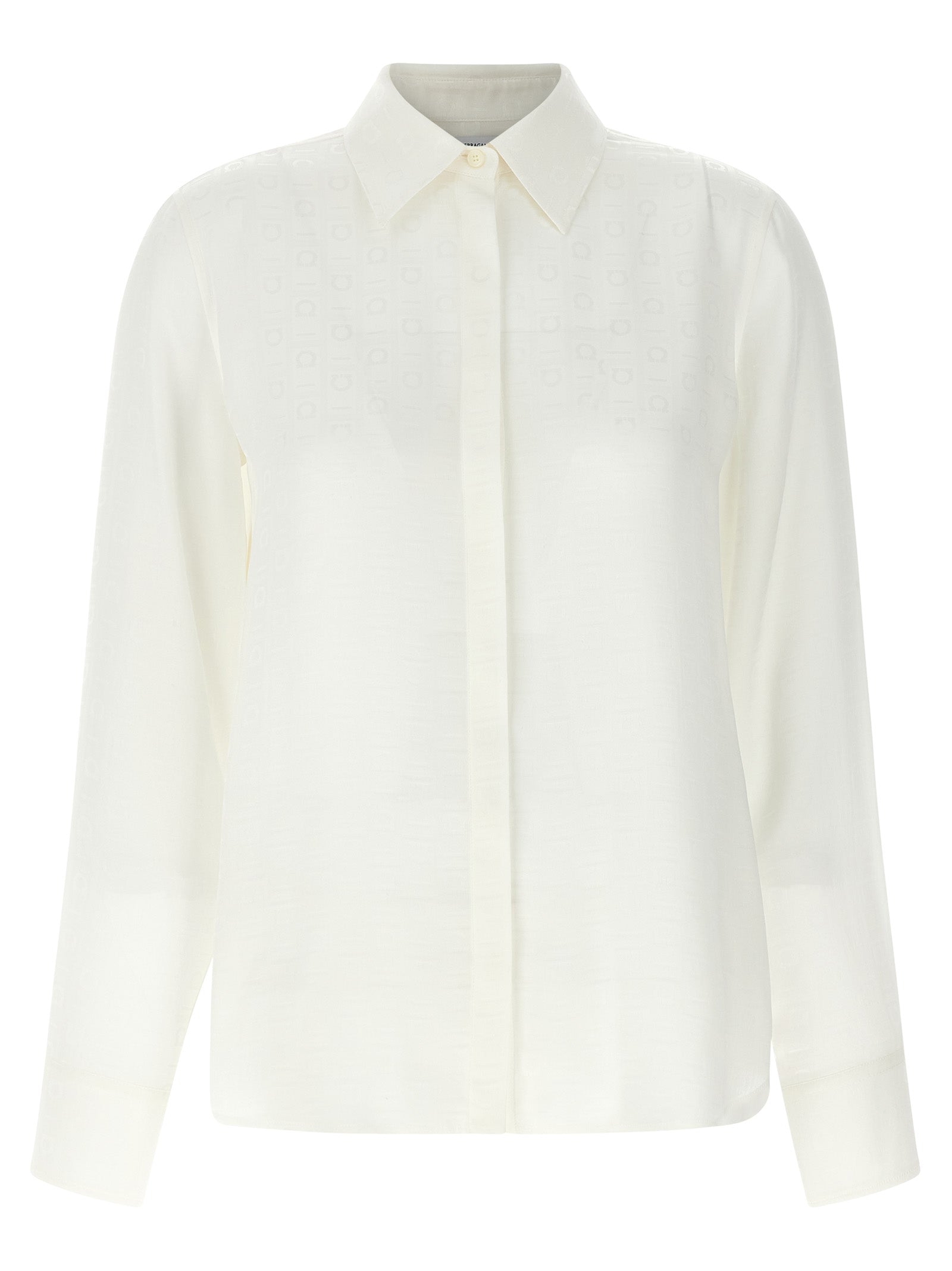 Monogram Silk Blouse — White