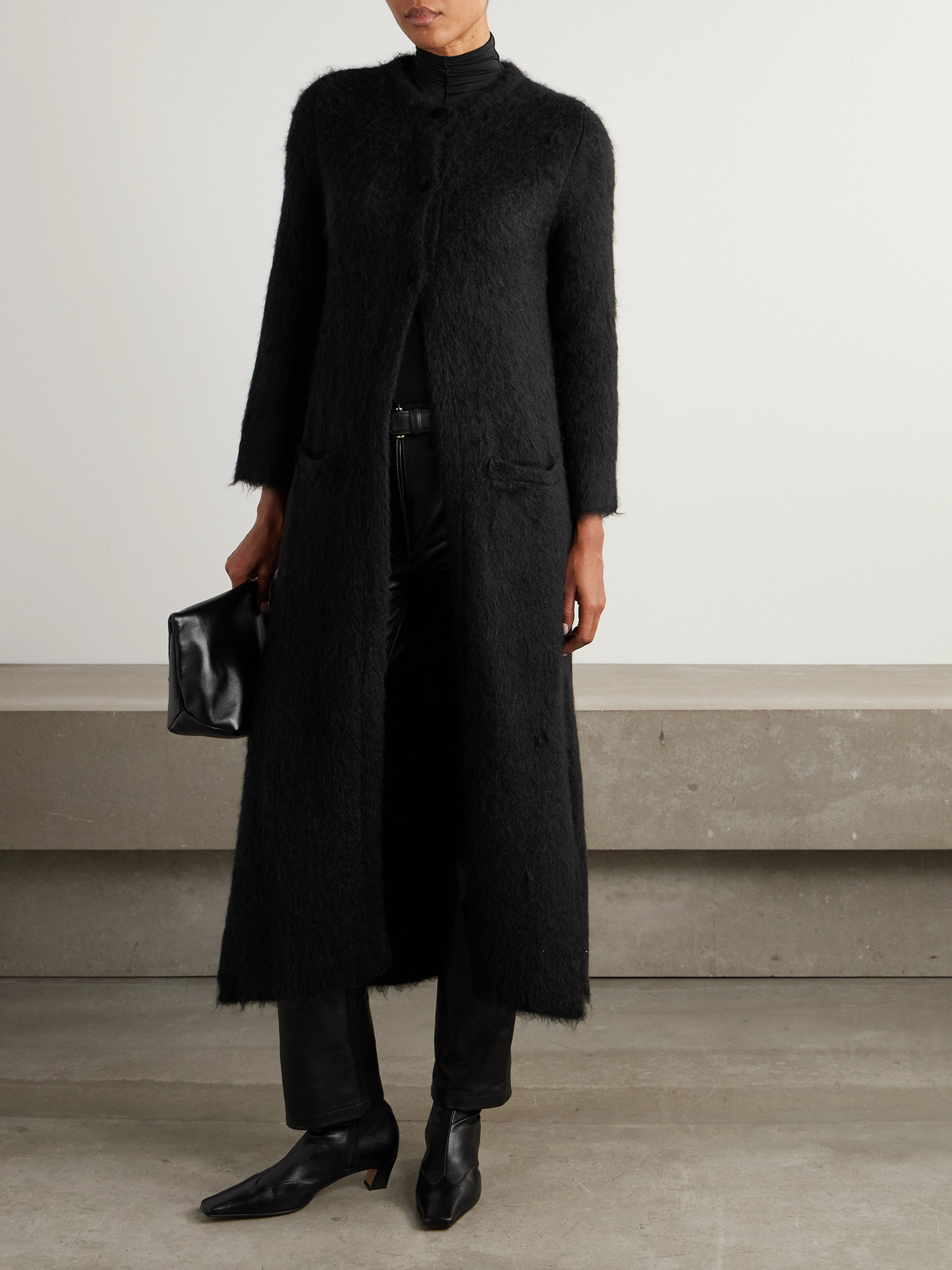 Bianca Brushed Alpaca-blend Cardigan - Black