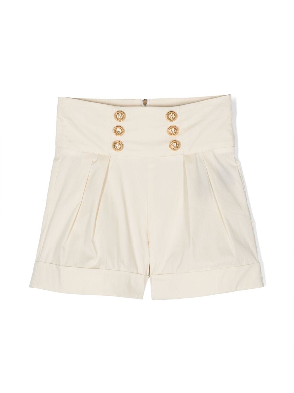 High-waist pleated mini shorts - Neutrals