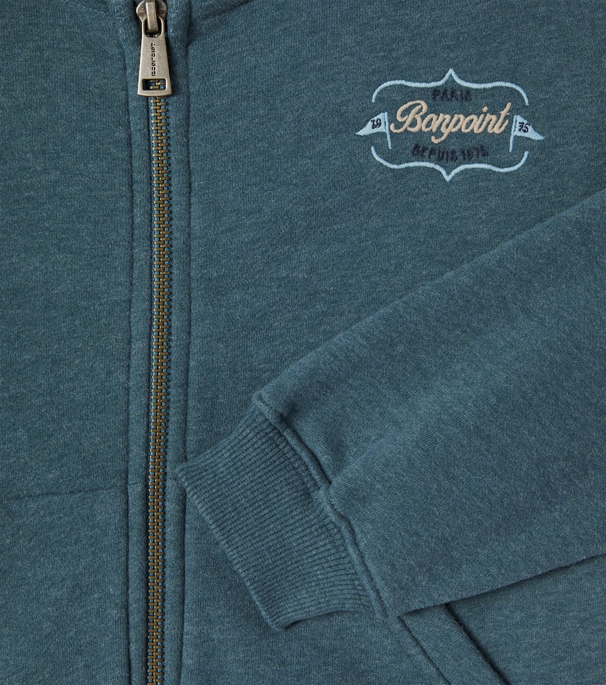Logo cotton jersey zip-up hoodie