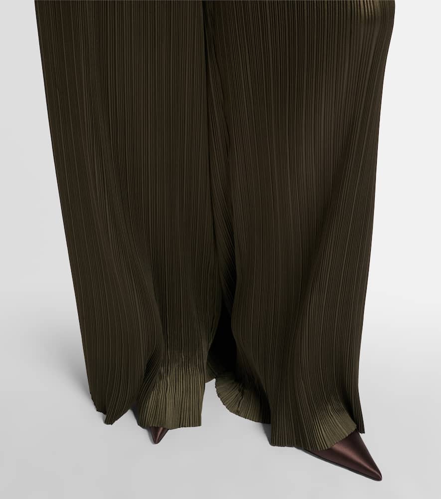 Amber plissé satin wide-leg pants
