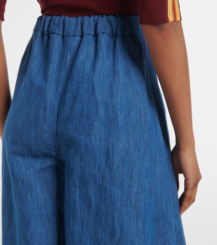 Gelos high-rise cotton and linen wide-leg pants