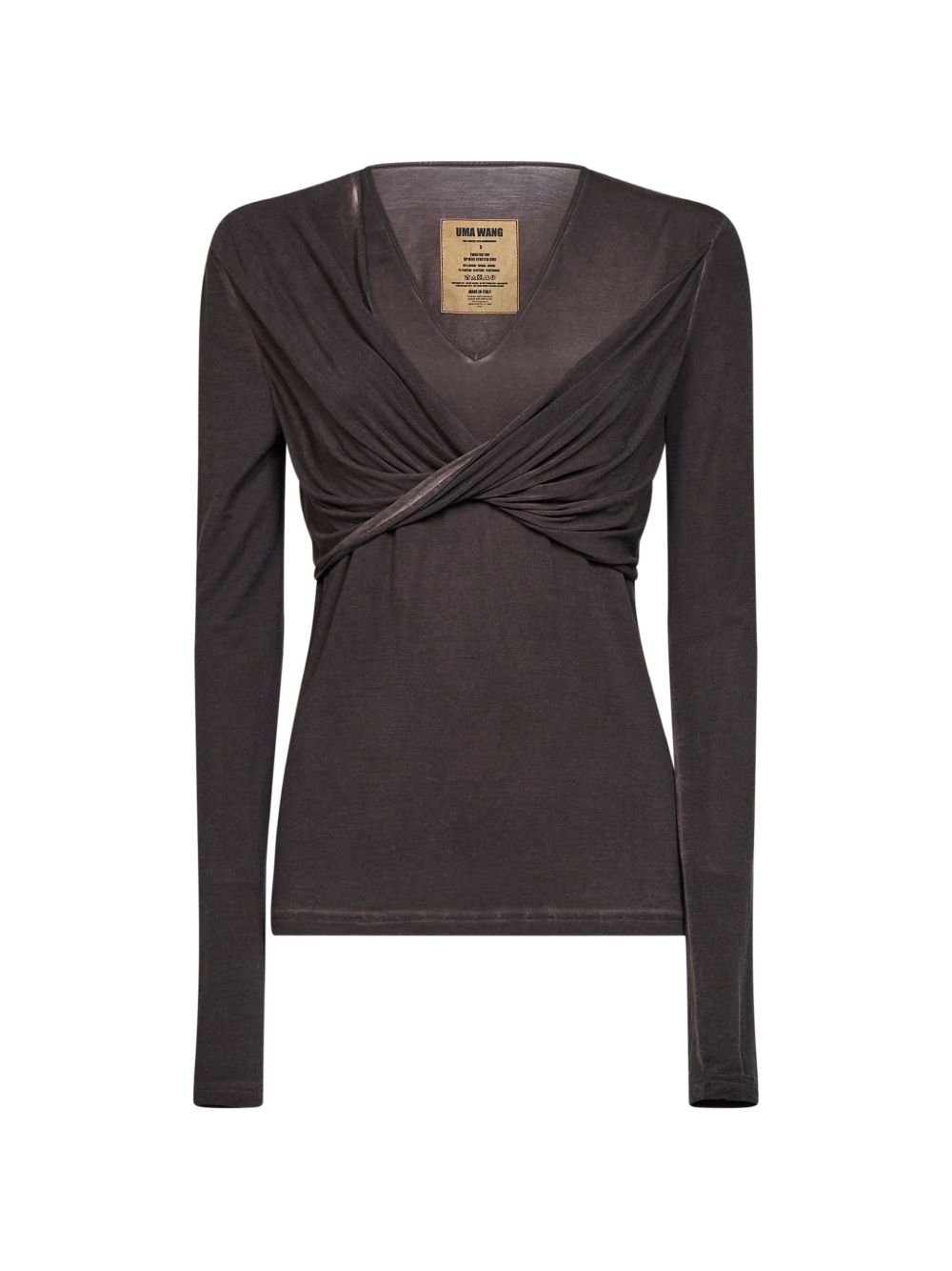 Twisted Wrap Blouse — Brown