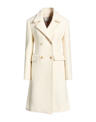 Woman Coat Ivory Size 8 Virgin Wool