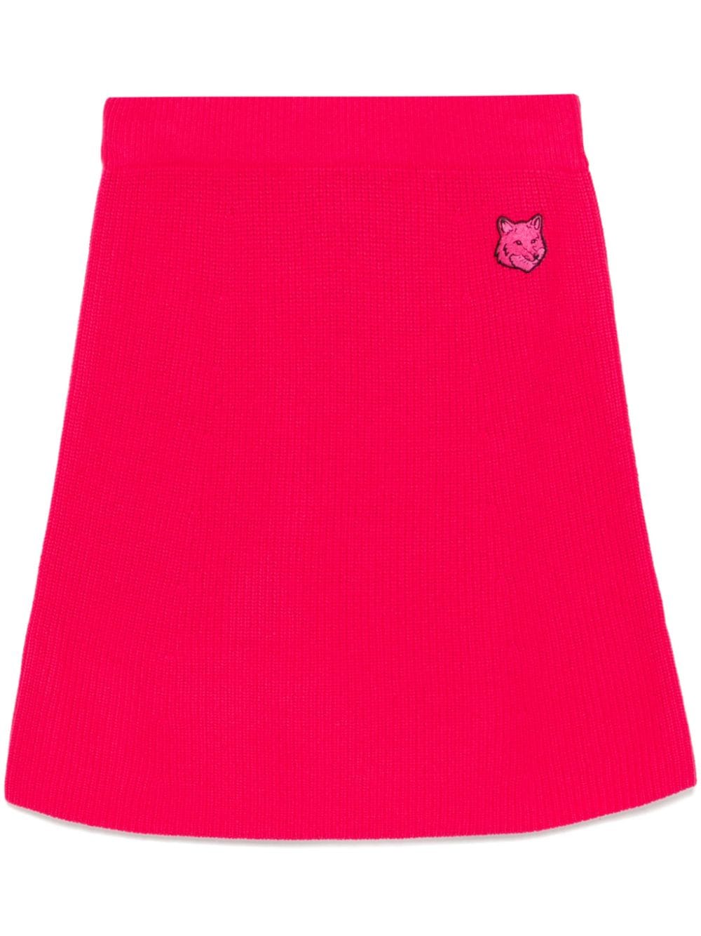 Bold fox head patch short ribbed skirt - Pink