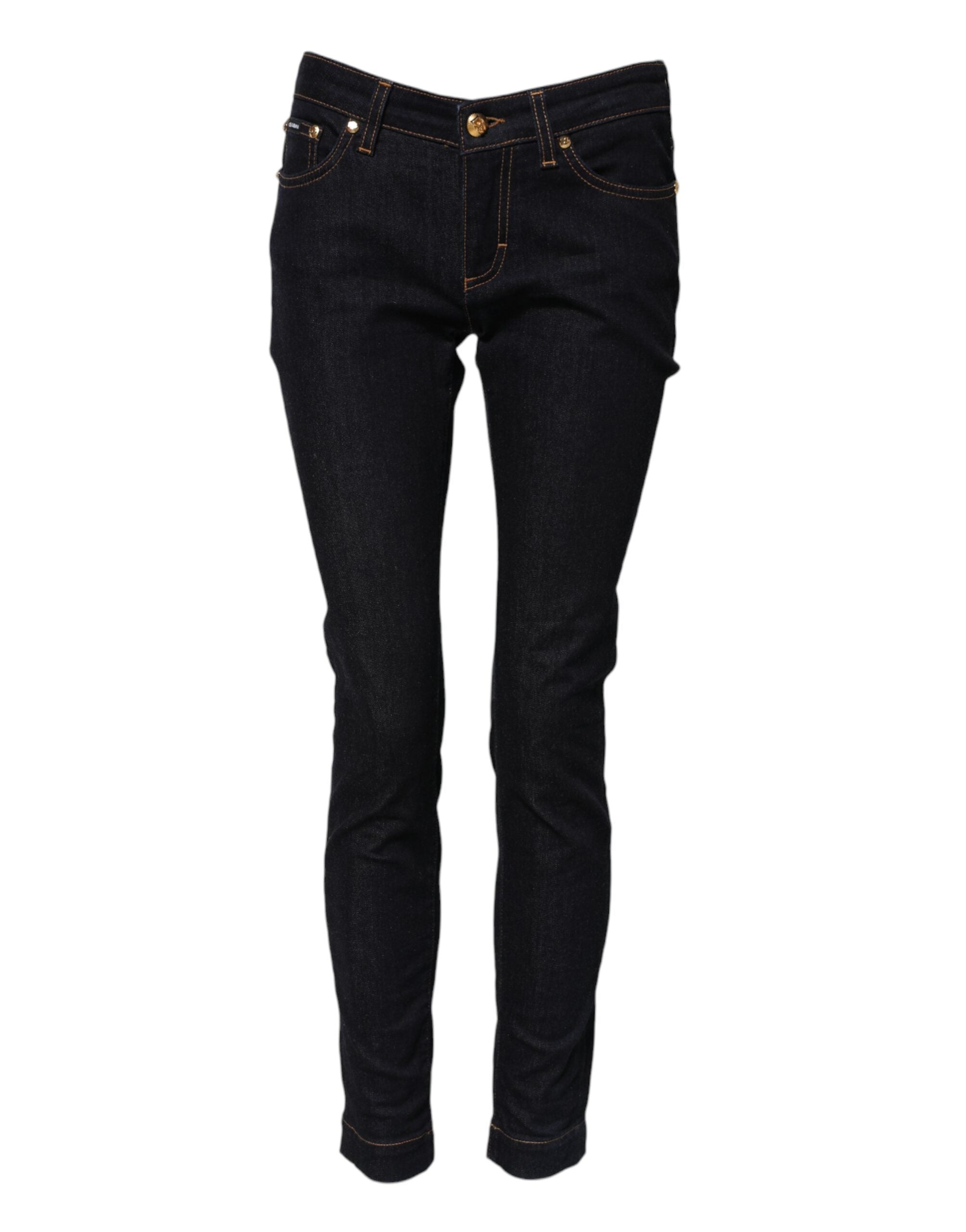 Skinny Low-Waist Denim Jeans — Blue