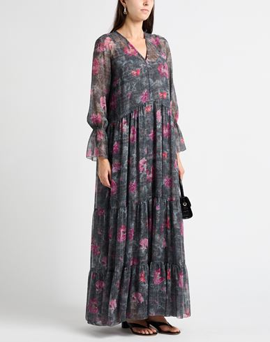 Woman Maxi dress Grey Size 2 Polyester