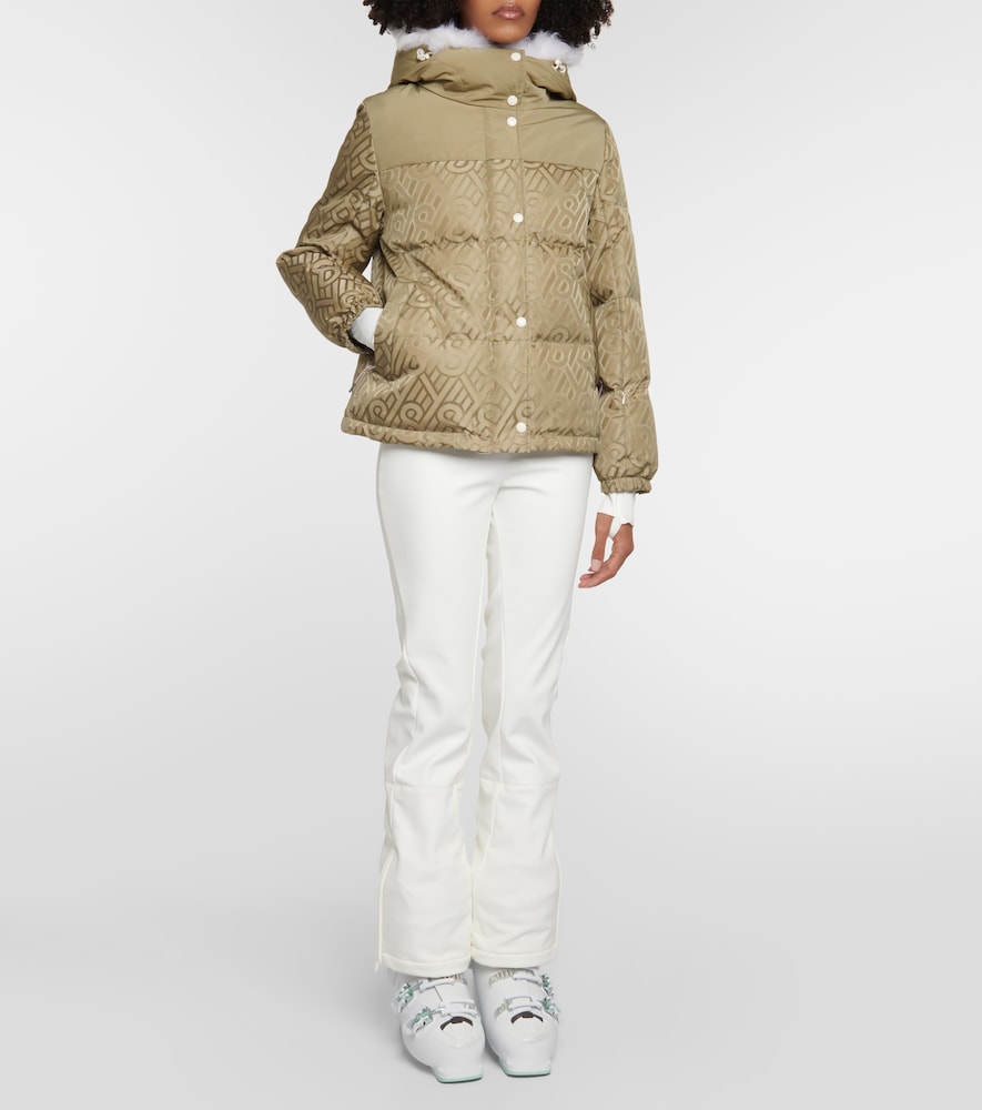 Logo shearling-trimmed down jacket