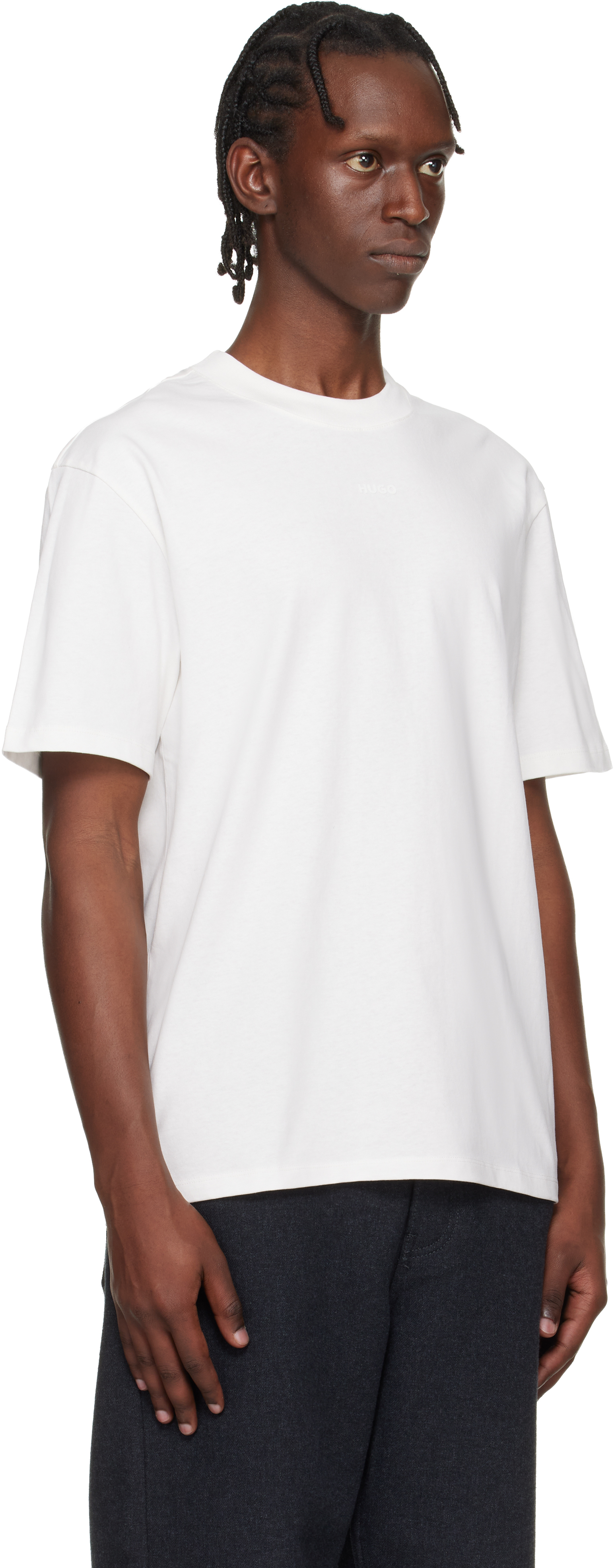 White Relaxed-Fit Logo-Print T-shirt