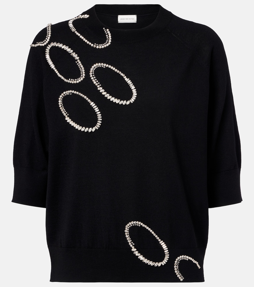 Embellished wool sweater
