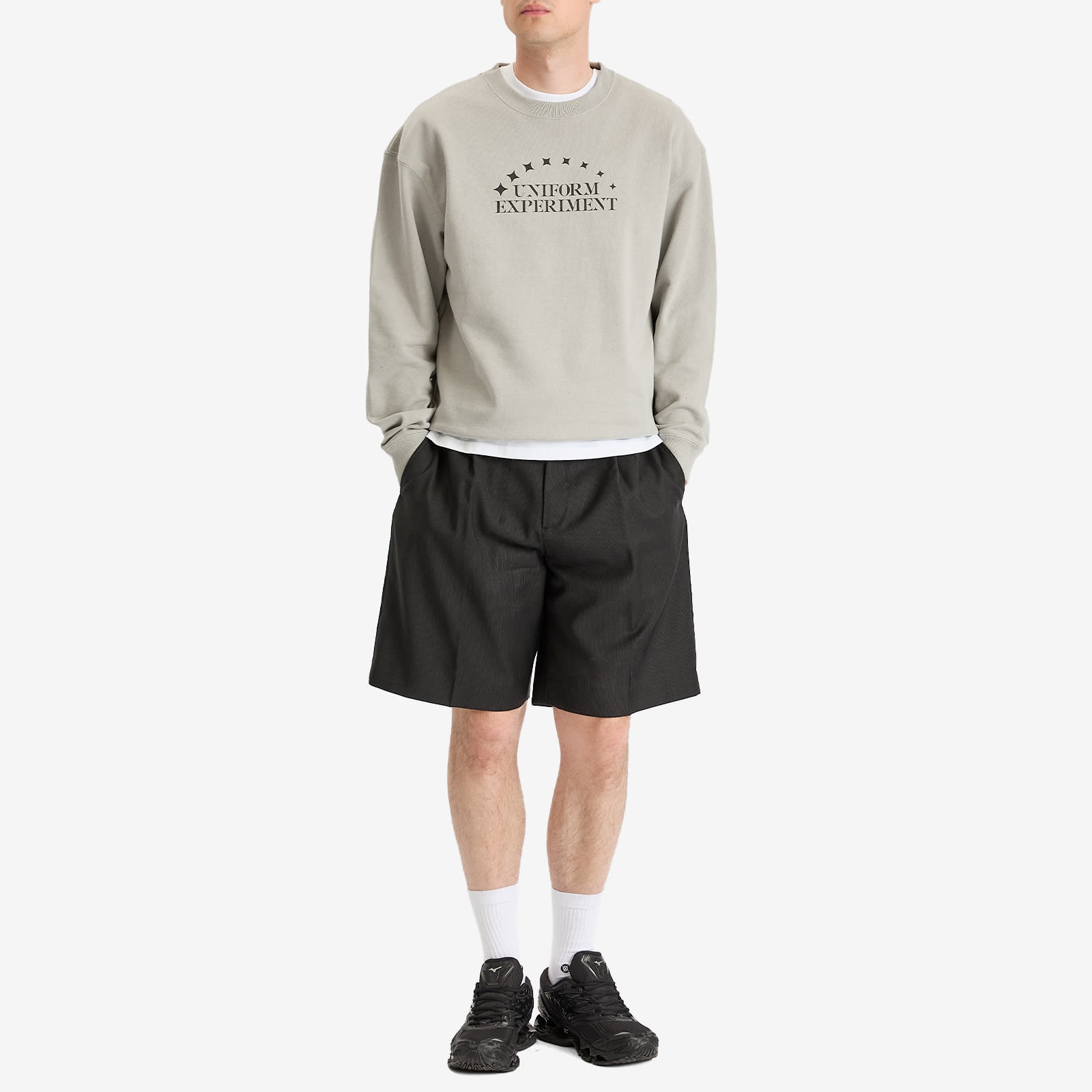 Uniform Experiment Men's Stencil Logo Sweatshirt in Light Gray