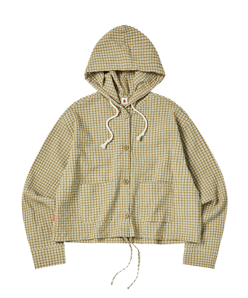 W BUTTON HOOD SHIRT