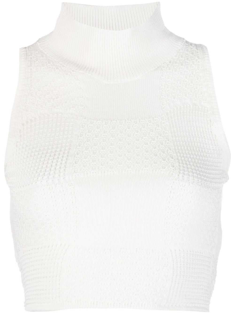 X Daniëlle Cathari high-neck knitted cropped top - White