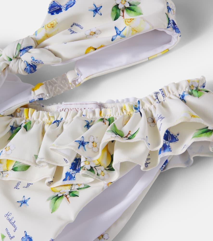 Printed ruffled bikini