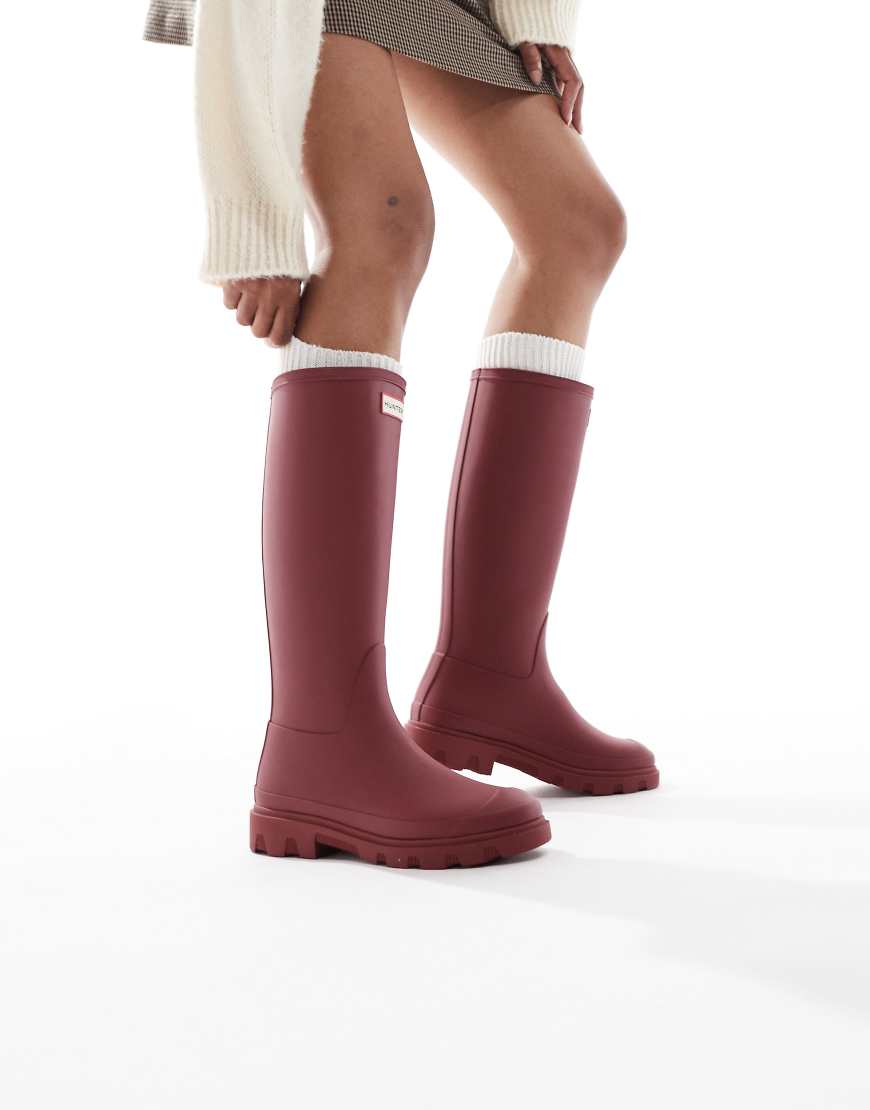 Downpour tall wellington boot in merlot-Red