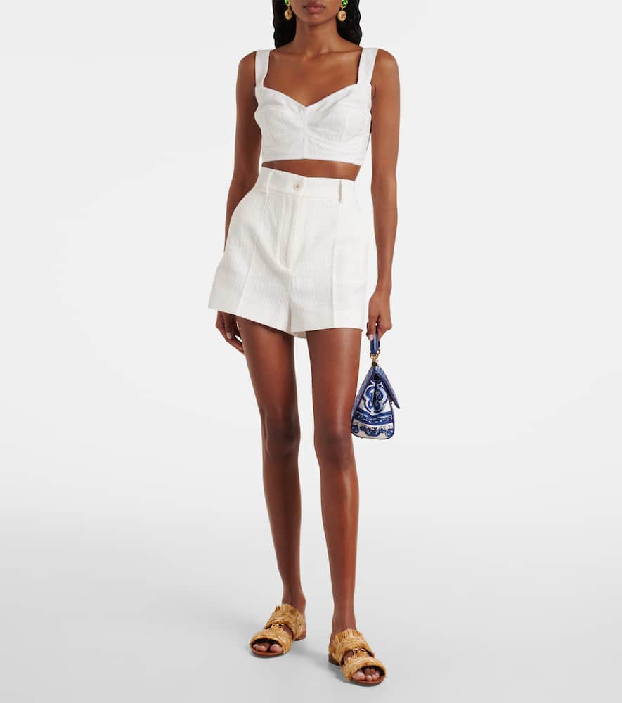 Cotton and linen-blend shorts