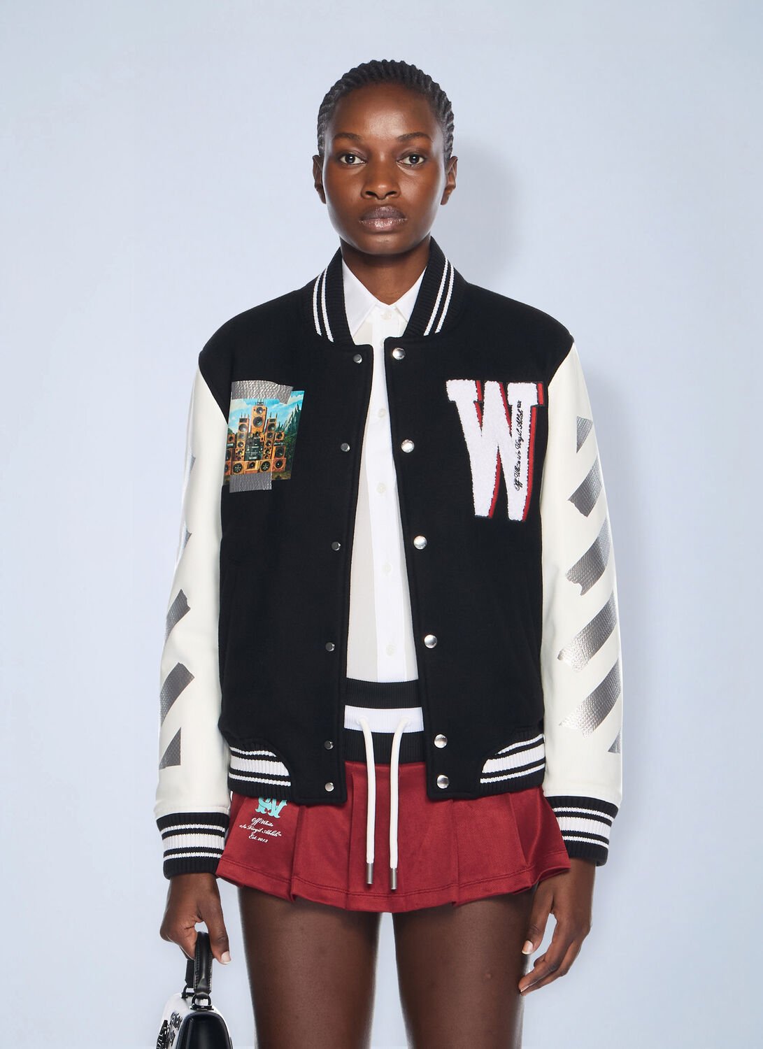 Wo Soundsystem Varsity Jacket - Woman Jackets Black It