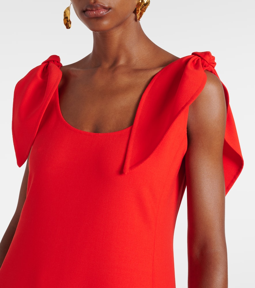 Bow-detail wool-blend gown