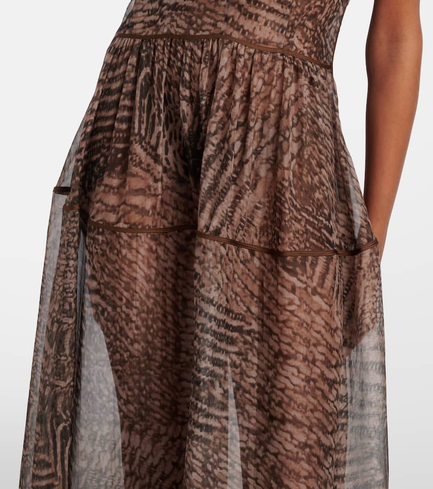 Printed semi-sheer silk maxi dress