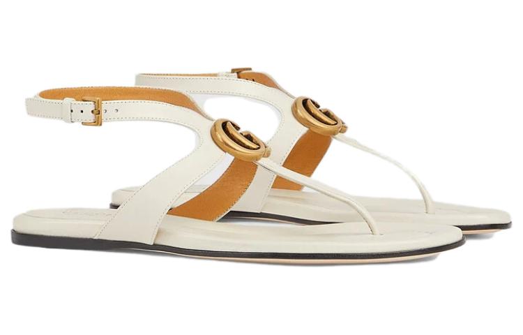 (WMNS) Double G Thong Sandal 'White Leather'