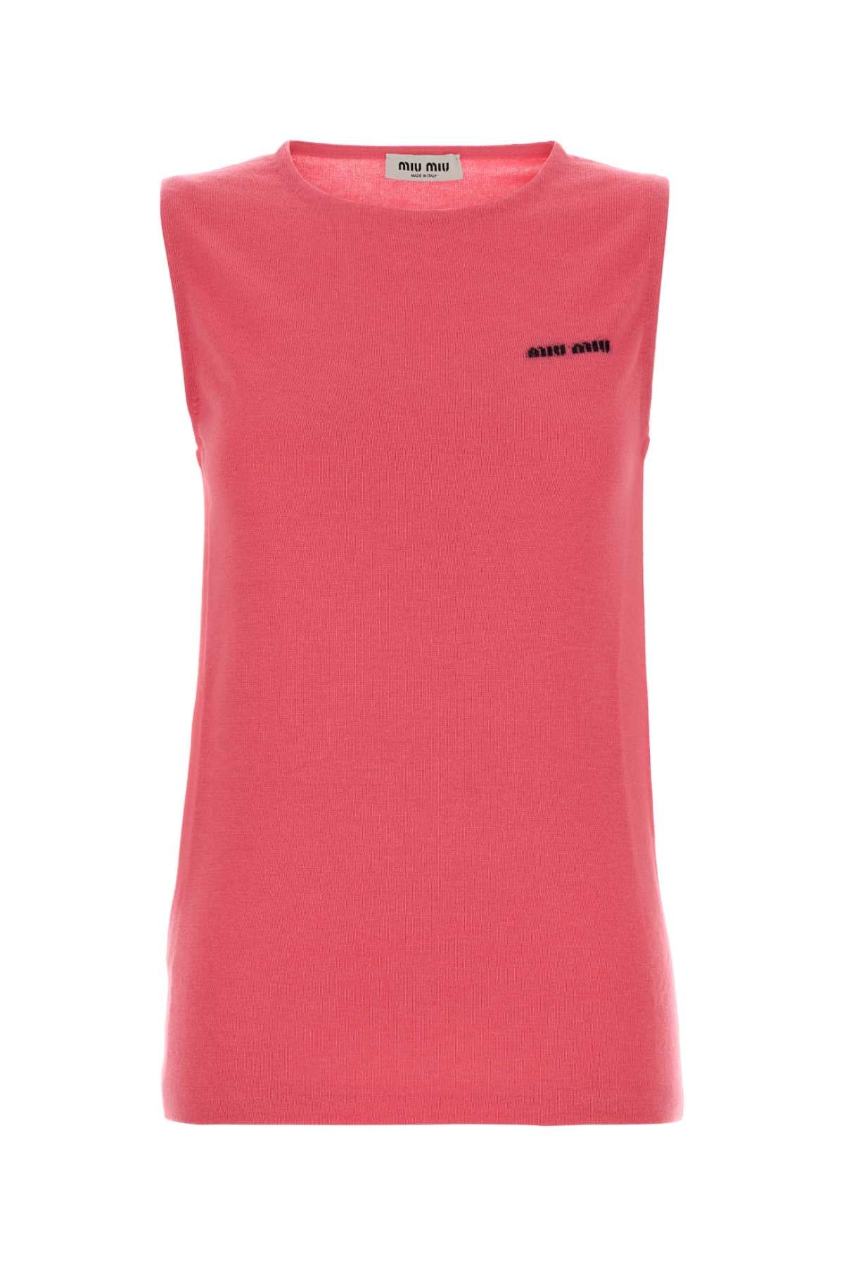 Cashmere Blend Logo Tank Top — Pink