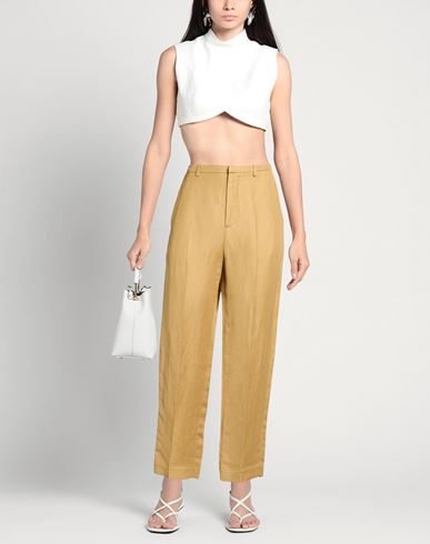 Woman Pants Mustard Size 6 Viscose, Linen